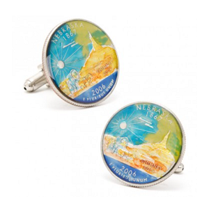 Hand Painted Nebraska State Quarter Cufflinks